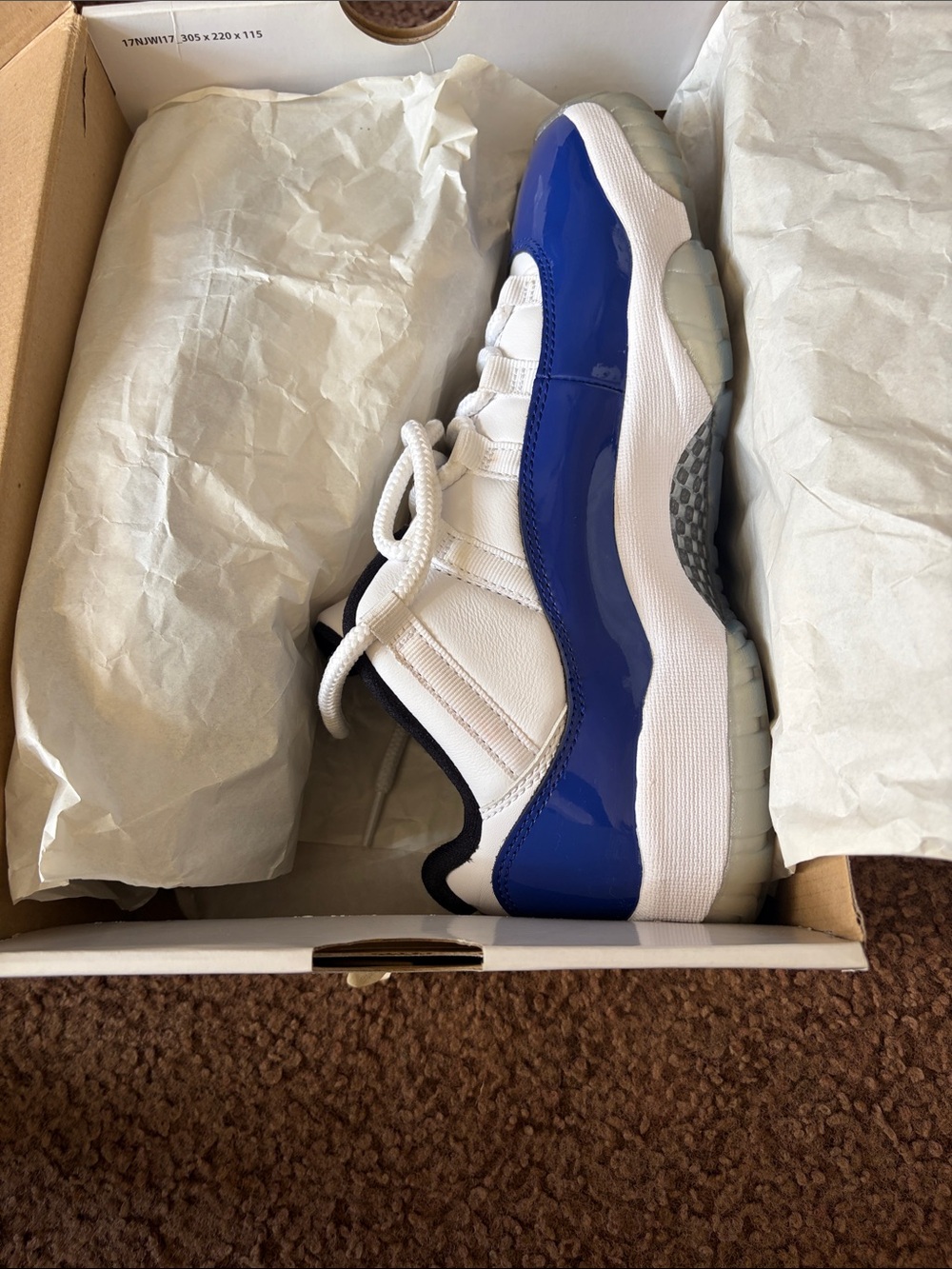 Jordan Kids White and Blue Low-Top Sneakers